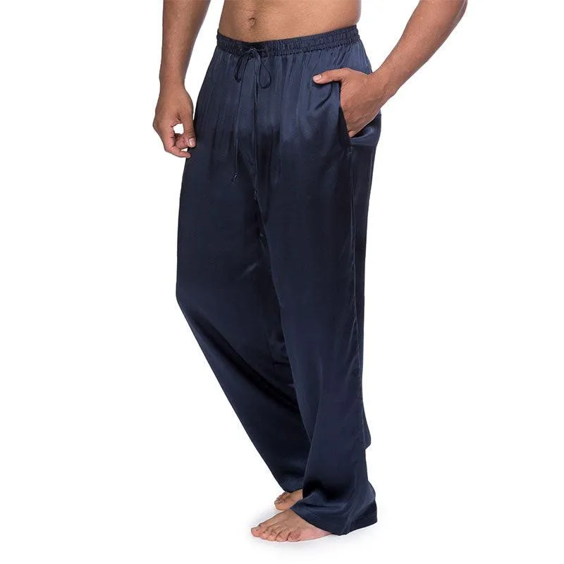 Mens Silk Pajama Pants Long Real Silk Pajamas Bottoms Sleep Bottoms Lounge Pyjamas Pants