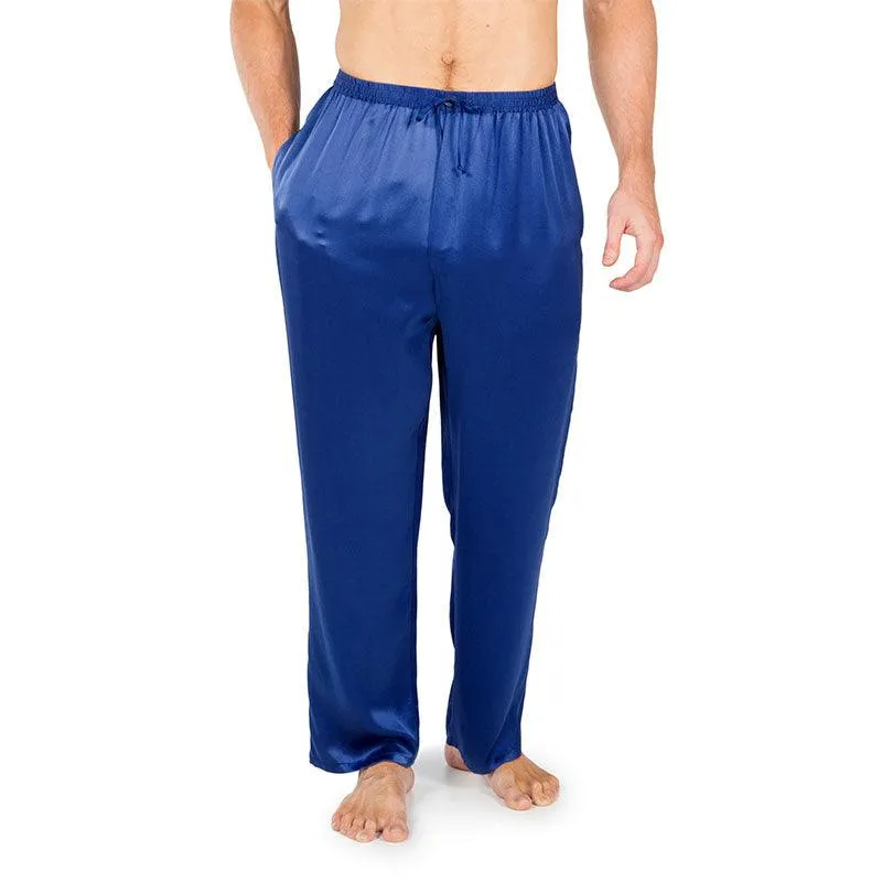 Mens Silk Pajama Pants Long Real Silk Pajamas Bottoms Sleep Bottoms Lounge Pyjamas Pants