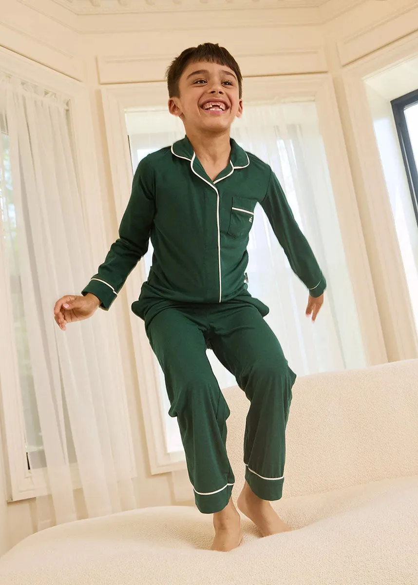 Modal Magnetic Piped Pajama Set - Deep Emerald