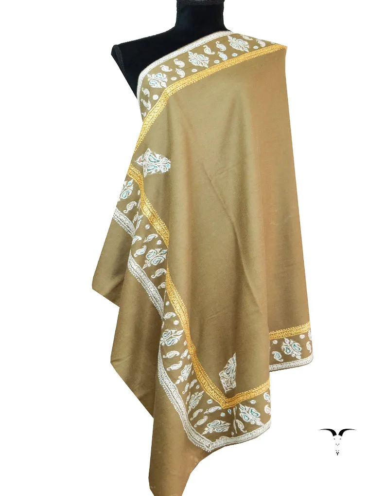 natural tilla embroidery pashmina shawl 8606