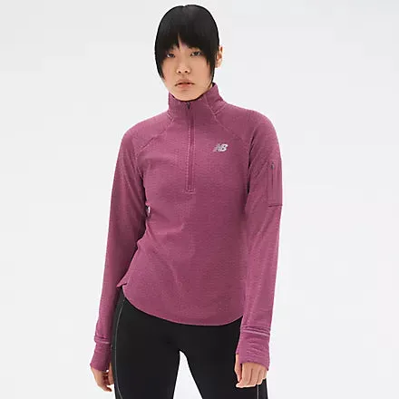 NB Heat Half Zip Top | Raisin Heather