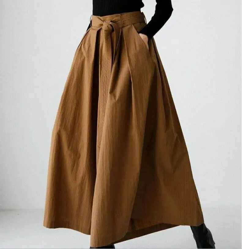 pants that look like skirt Cotton Culottes - Wide Leg Pants