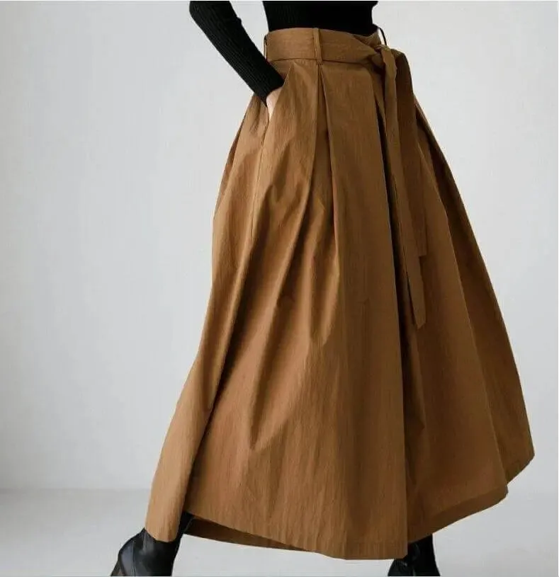 pants that look like skirt Cotton Culottes - Wide Leg Pants