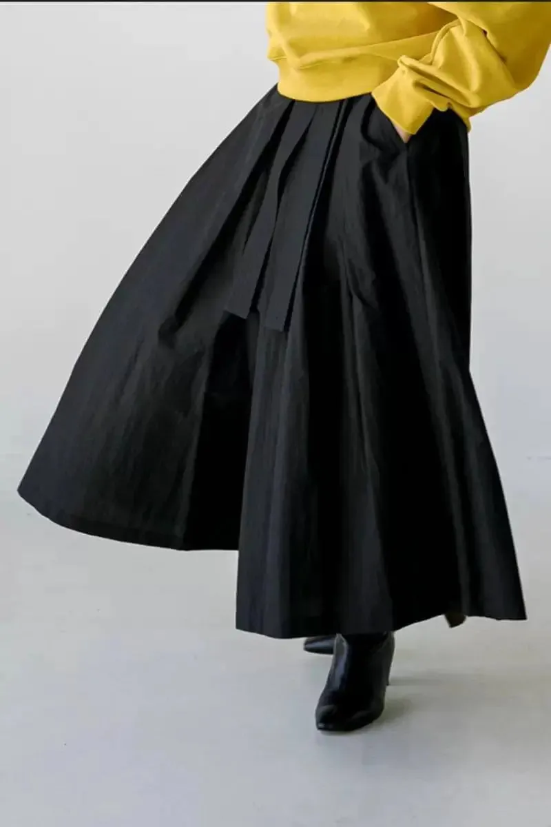 pants that look like skirt Cotton Culottes - Wide Leg Pants