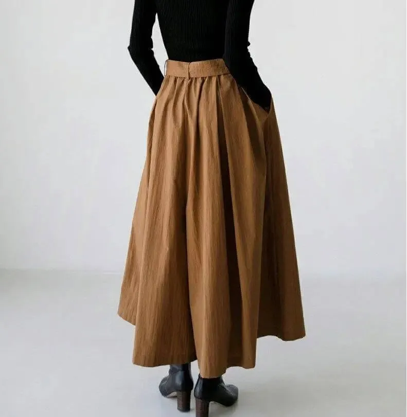 pants that look like skirt Cotton Culottes - Wide Leg Pants