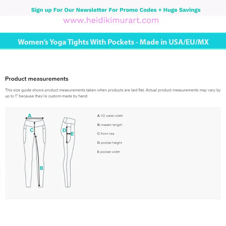 Pink Women's Tights, Solid Color Best Yoga Pants With 2 Side Deep Long Pockets - Made in USA/EU/MX (US Size: 2XS-6XL)