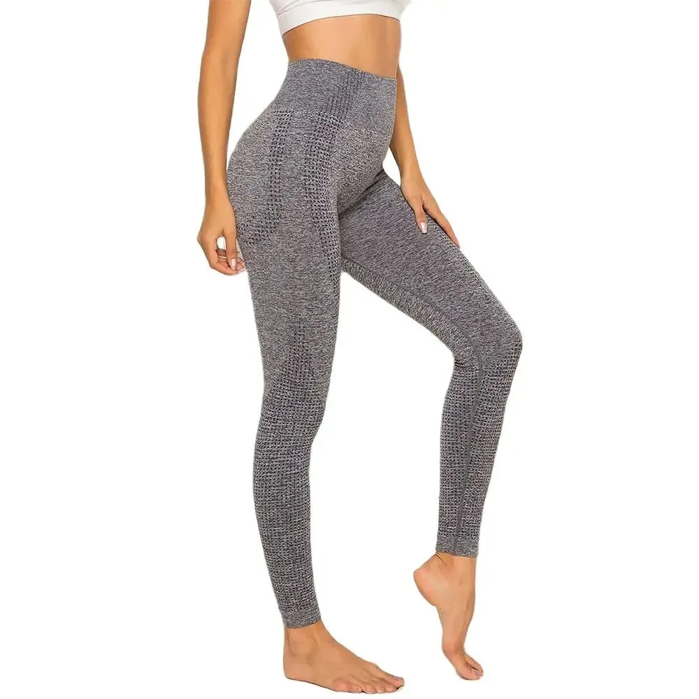 Seamless High Waist Yoga Pants with Energy Dotted Pattern