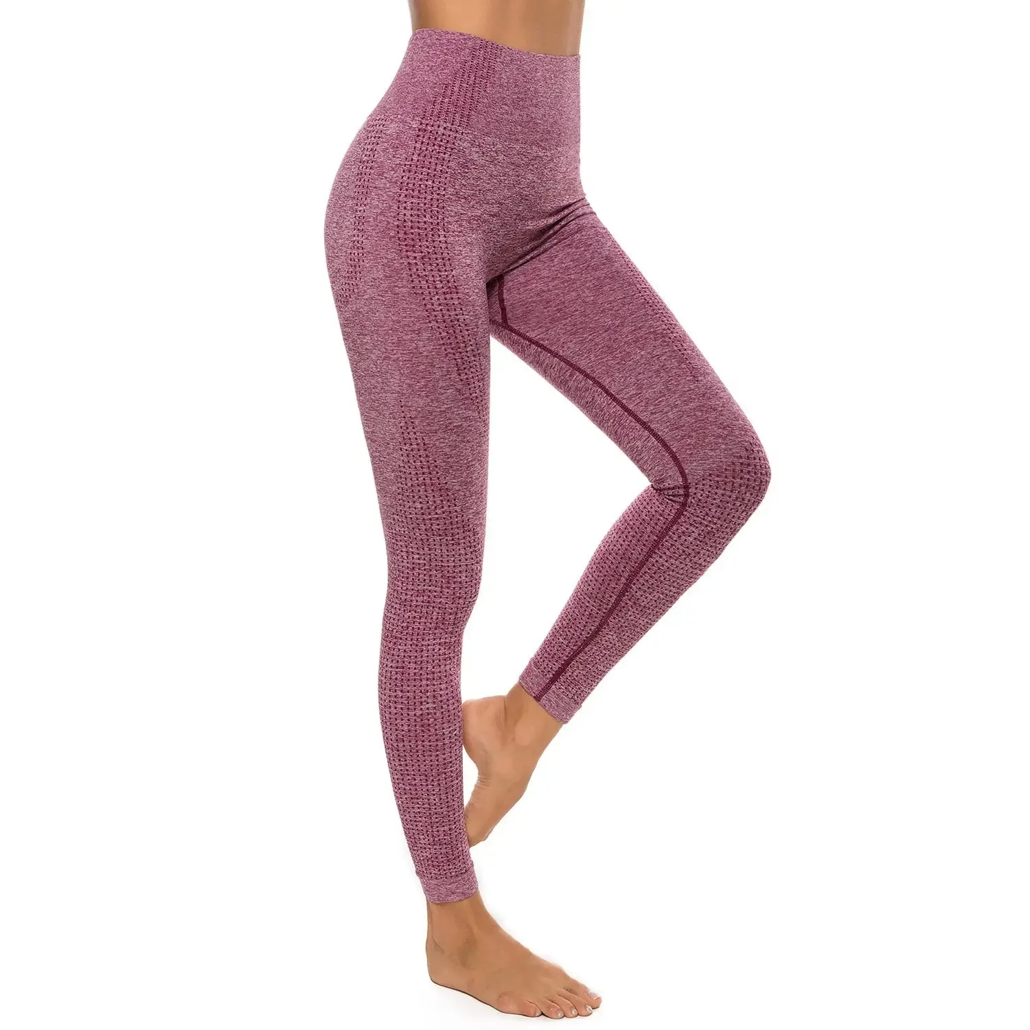 Seamless High Waist Yoga Pants with Energy Dotted Pattern