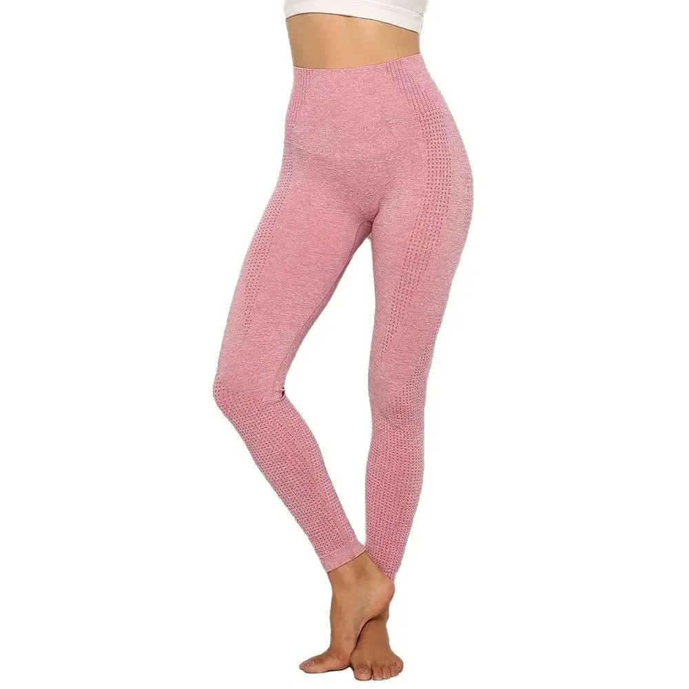 Seamless High Waist Yoga Pants with Energy Dotted Pattern