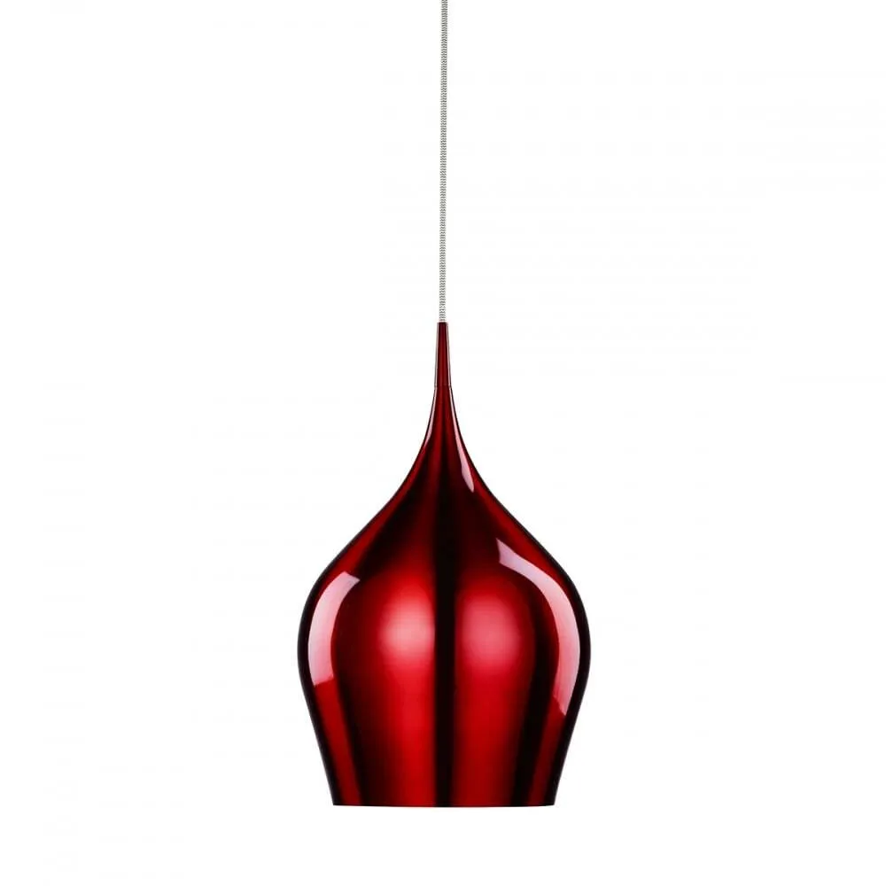 Searchlight 6461-26RE Vibrant 1 Light Red Pendant - Dia 26cm