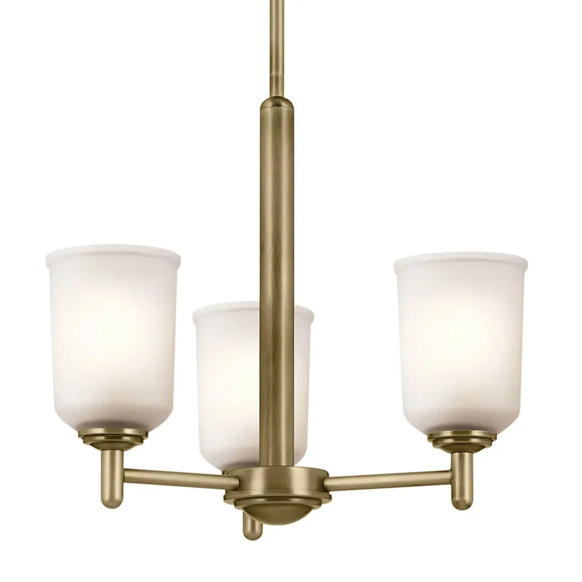 Shailene 18" 3-Light Mini Chandelier with Clear Satin Etched Glass, Natural Brass Finish