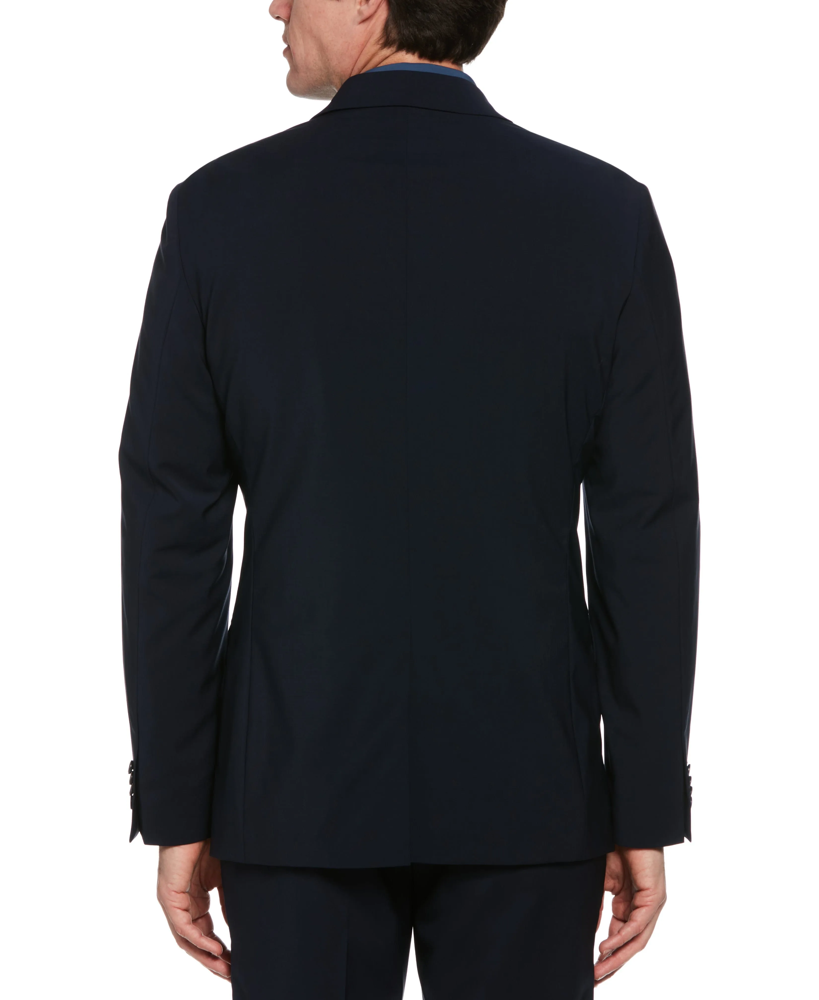 Slim Fit Textured Wool Deep Navy Suit