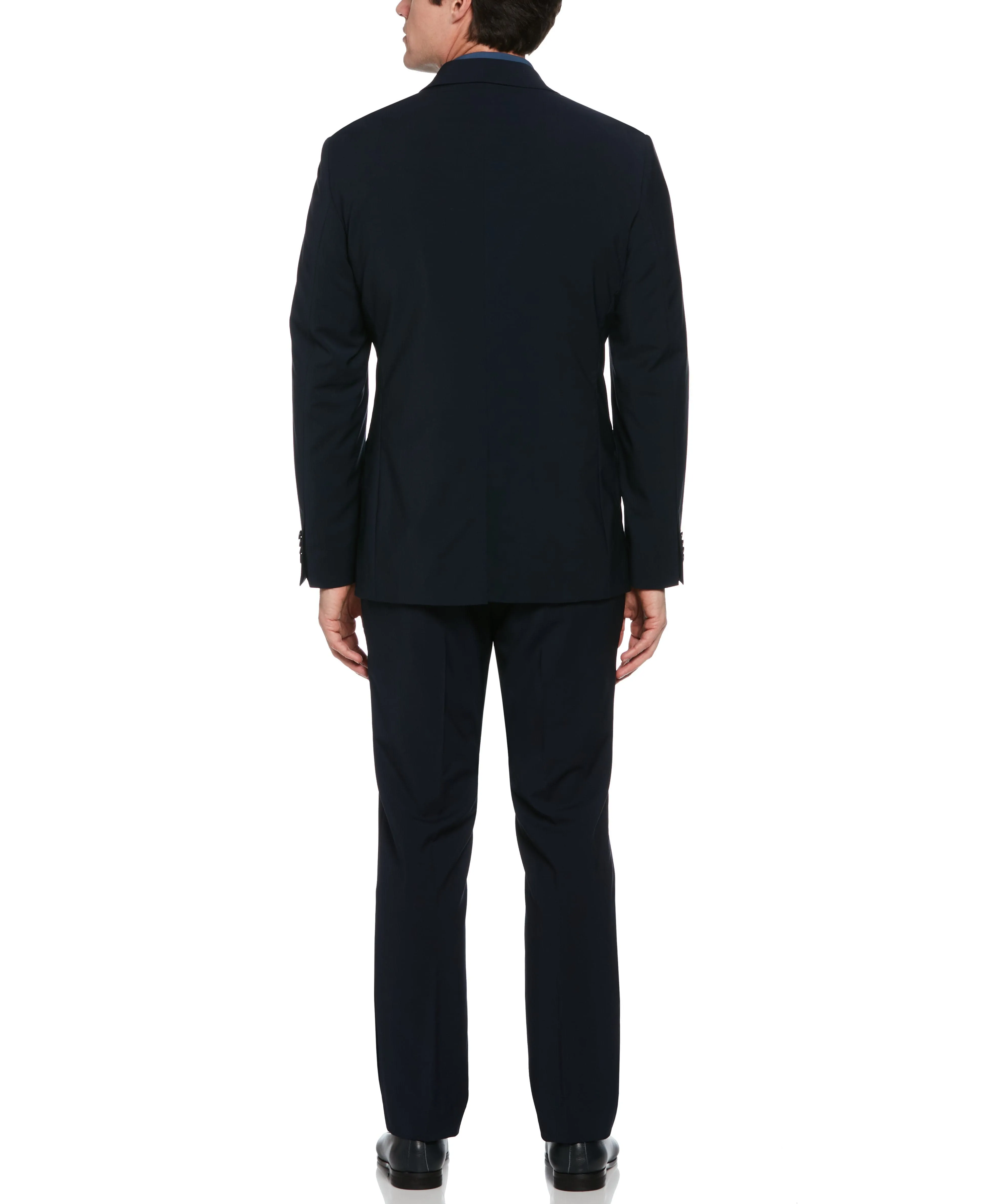 Slim Fit Textured Wool Deep Navy Suit