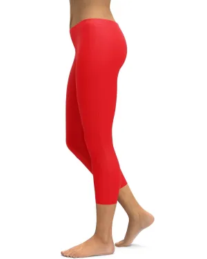 Solid Hot Red Capris