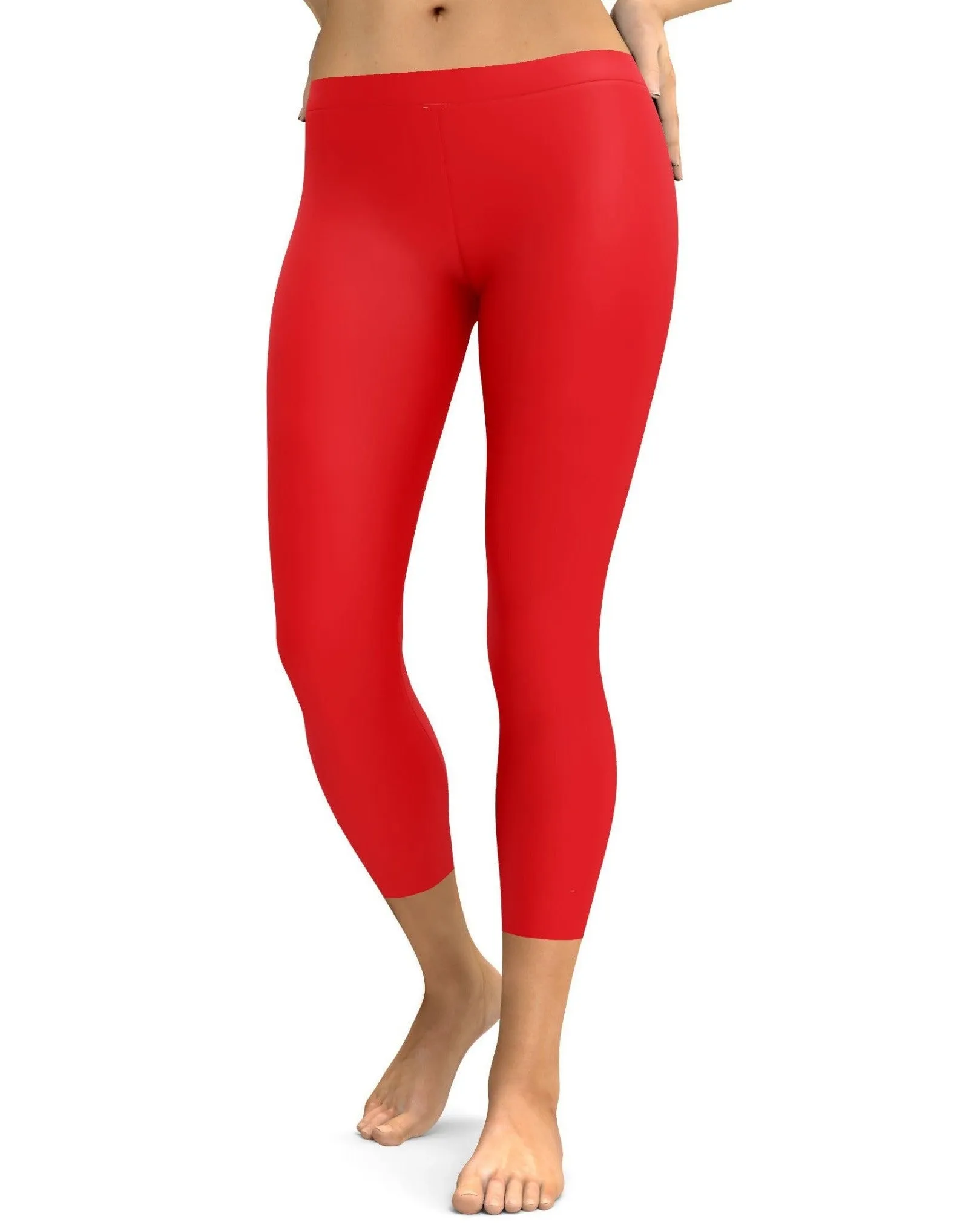 Solid Hot Red Capris