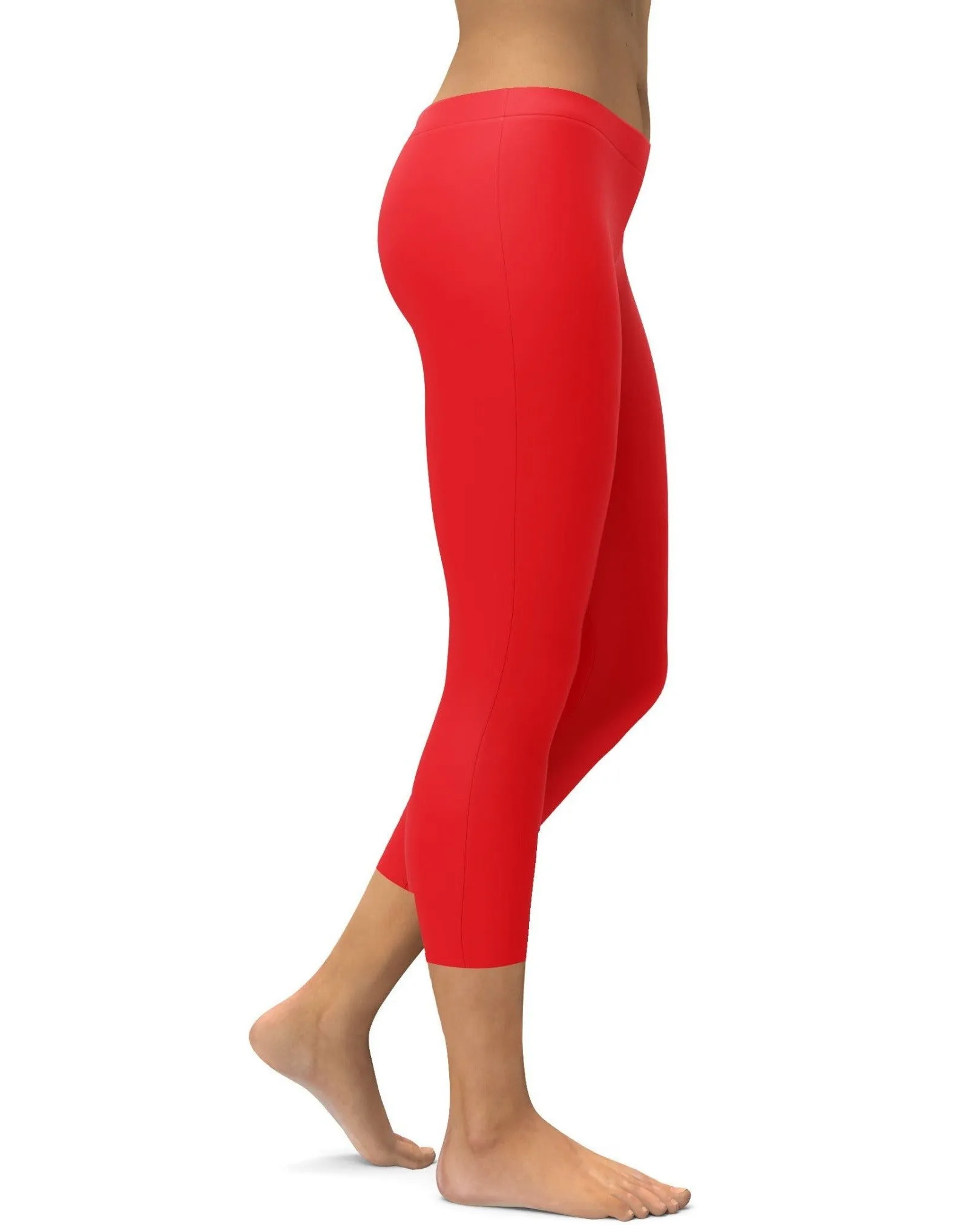 Solid Hot Red Capris