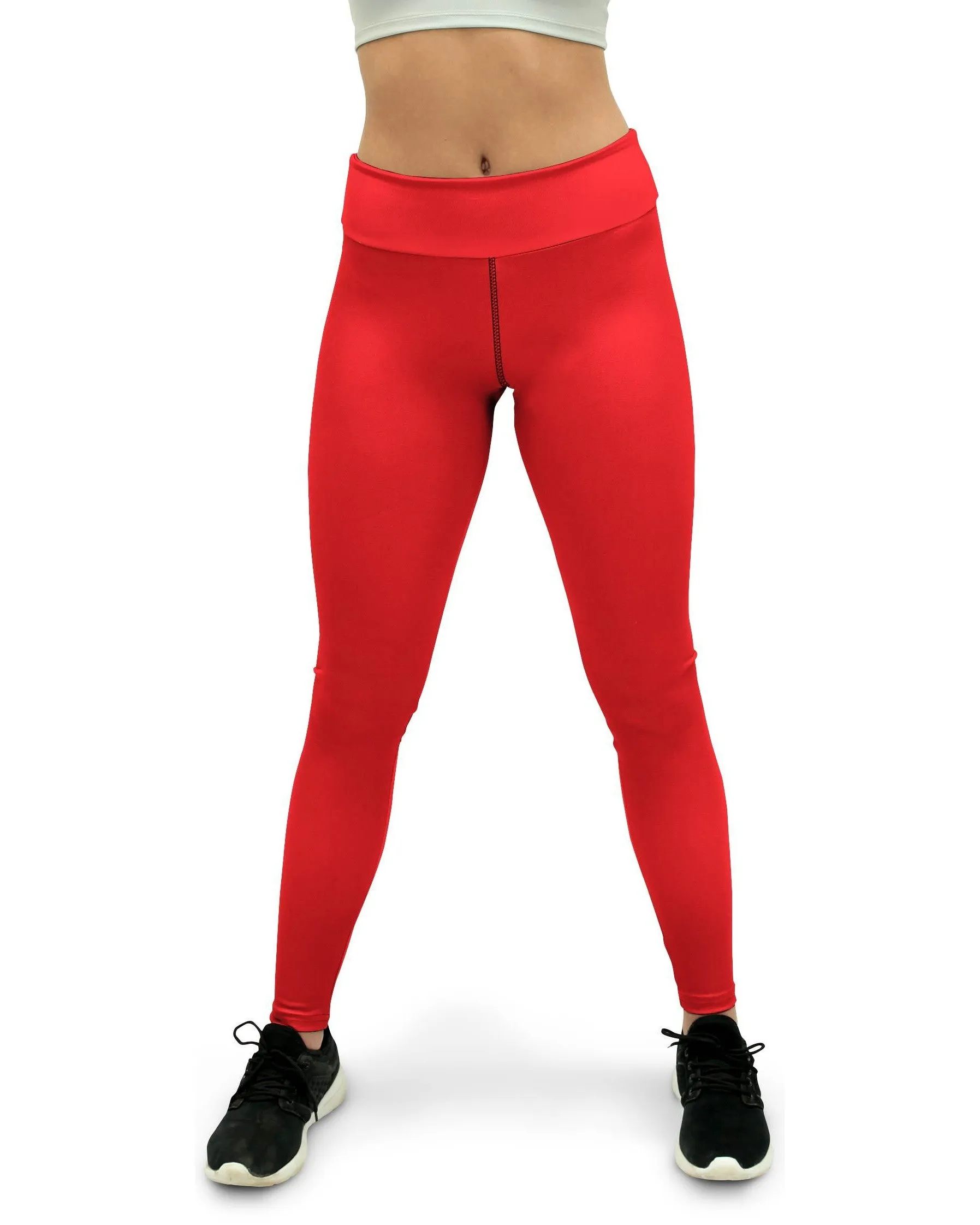 Solid Hot Red Yoga Pants