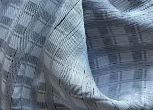 Subtly Checked Pearl Gray & Ivory Stretch Viscose (Made in Italy)