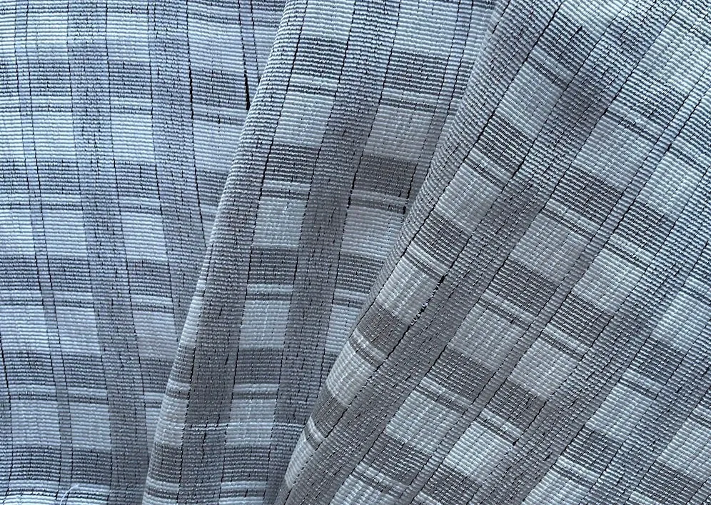 Subtly Checked Pearl Gray & Ivory Stretch Viscose (Made in Italy)