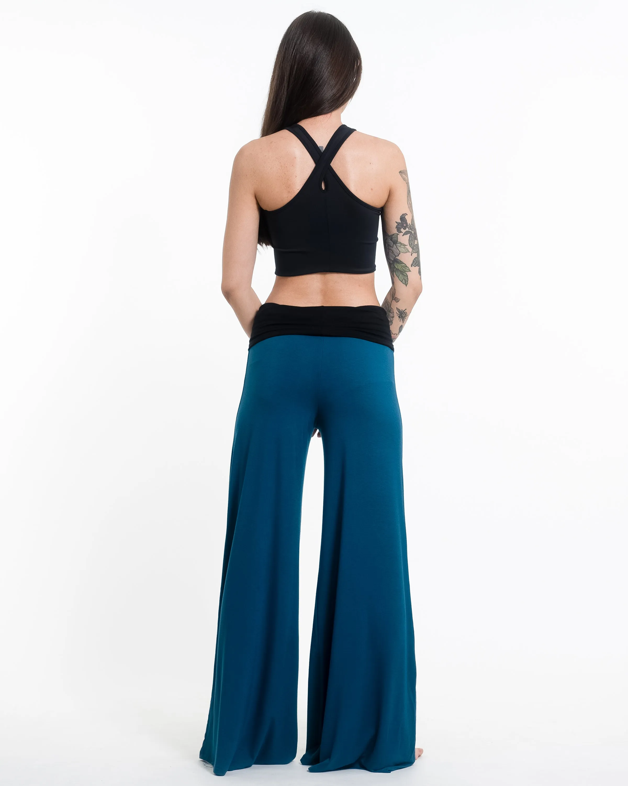 Sun Moon Spandex Wide Leg Palazzo Pants in Turquoise