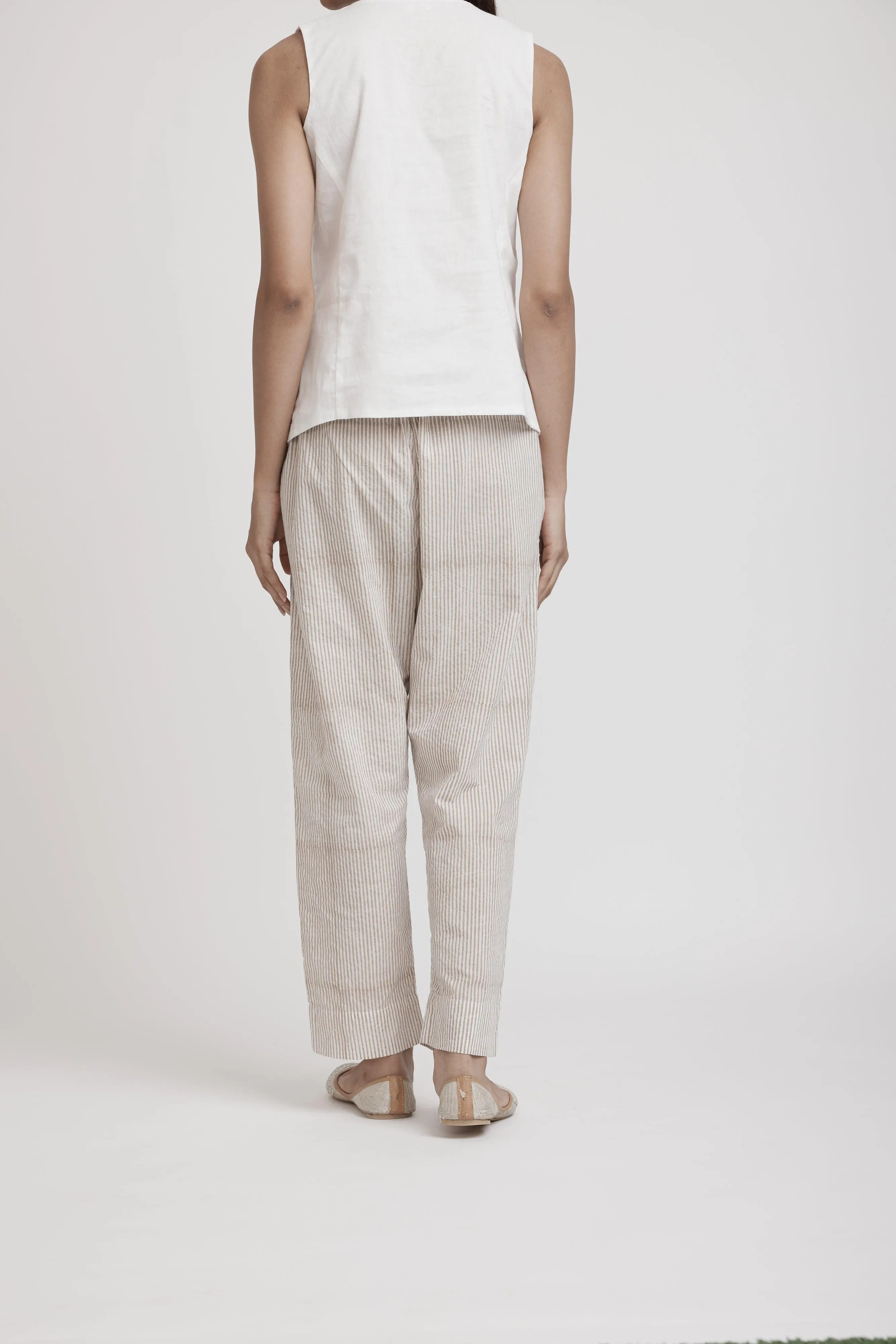 Tapered Pant White/Beige Cotton Pant