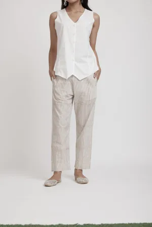 Tapered Pant White/Beige Cotton Pant