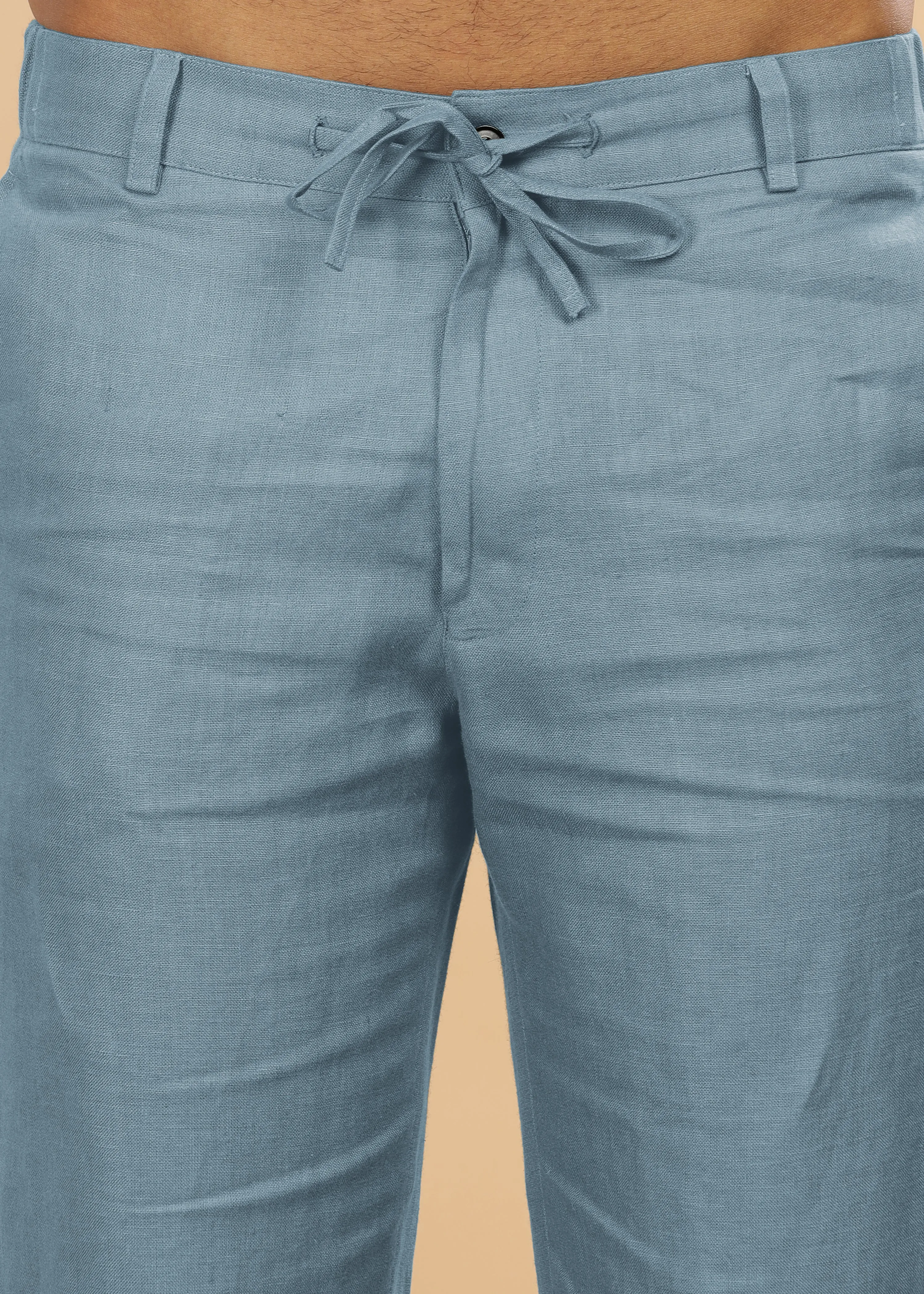 Theo - Linen Travel Pants - Light Blue Grey