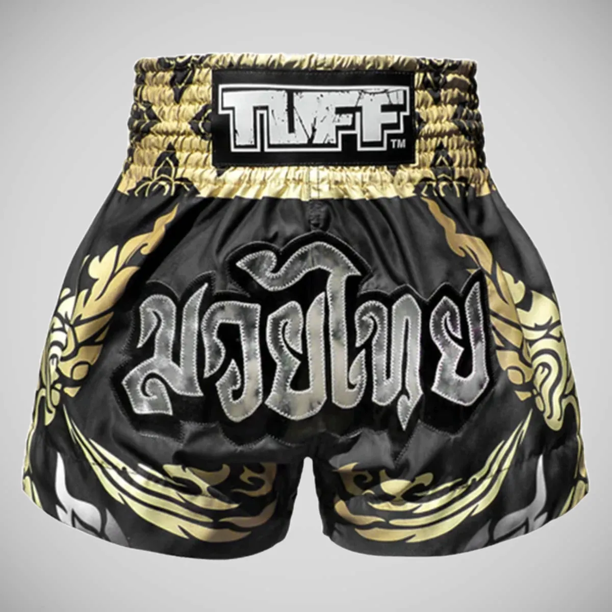 TUFF Sport MS631 Thai King Of Naga Muay Thai Shorts Black