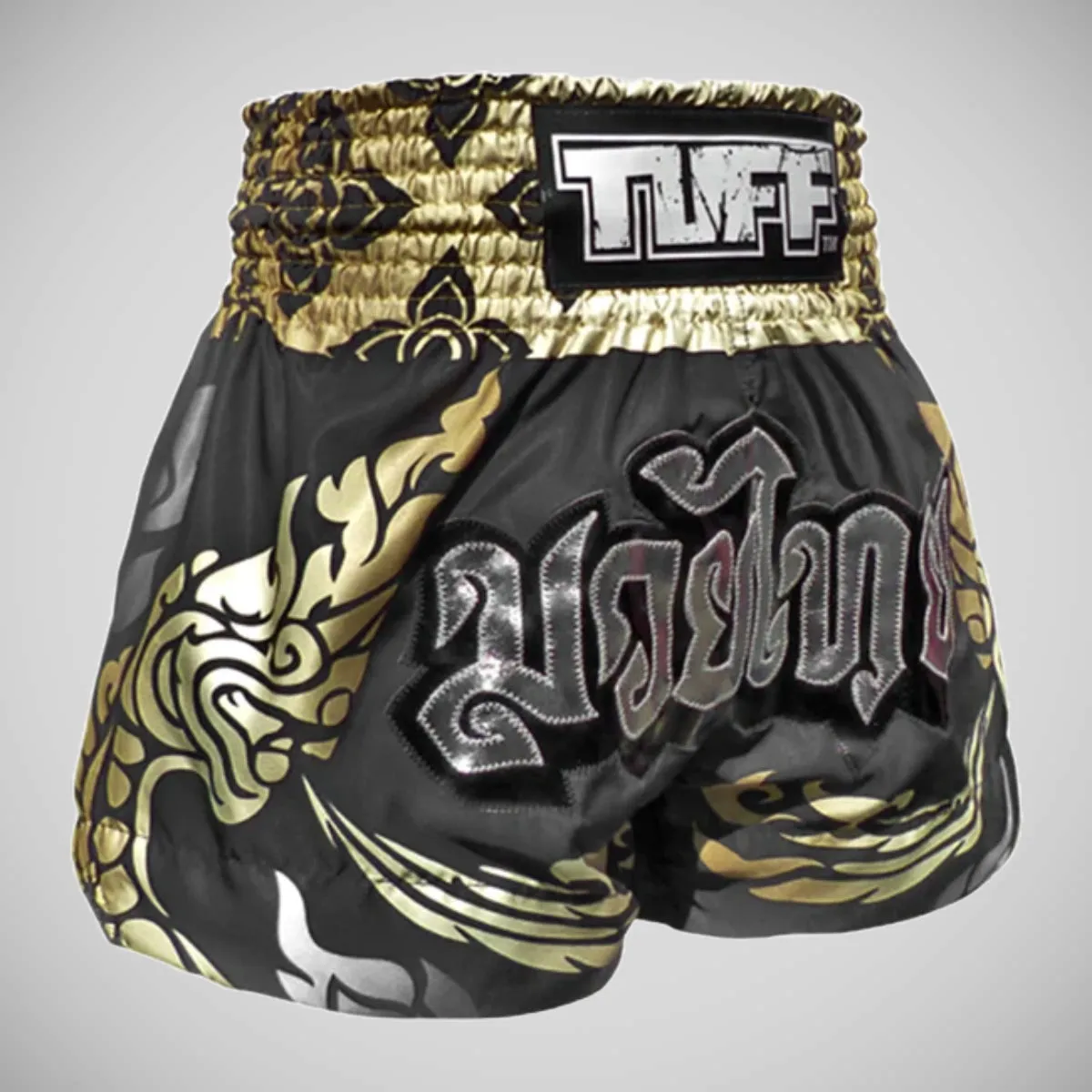 TUFF Sport MS631 Thai King Of Naga Muay Thai Shorts Black