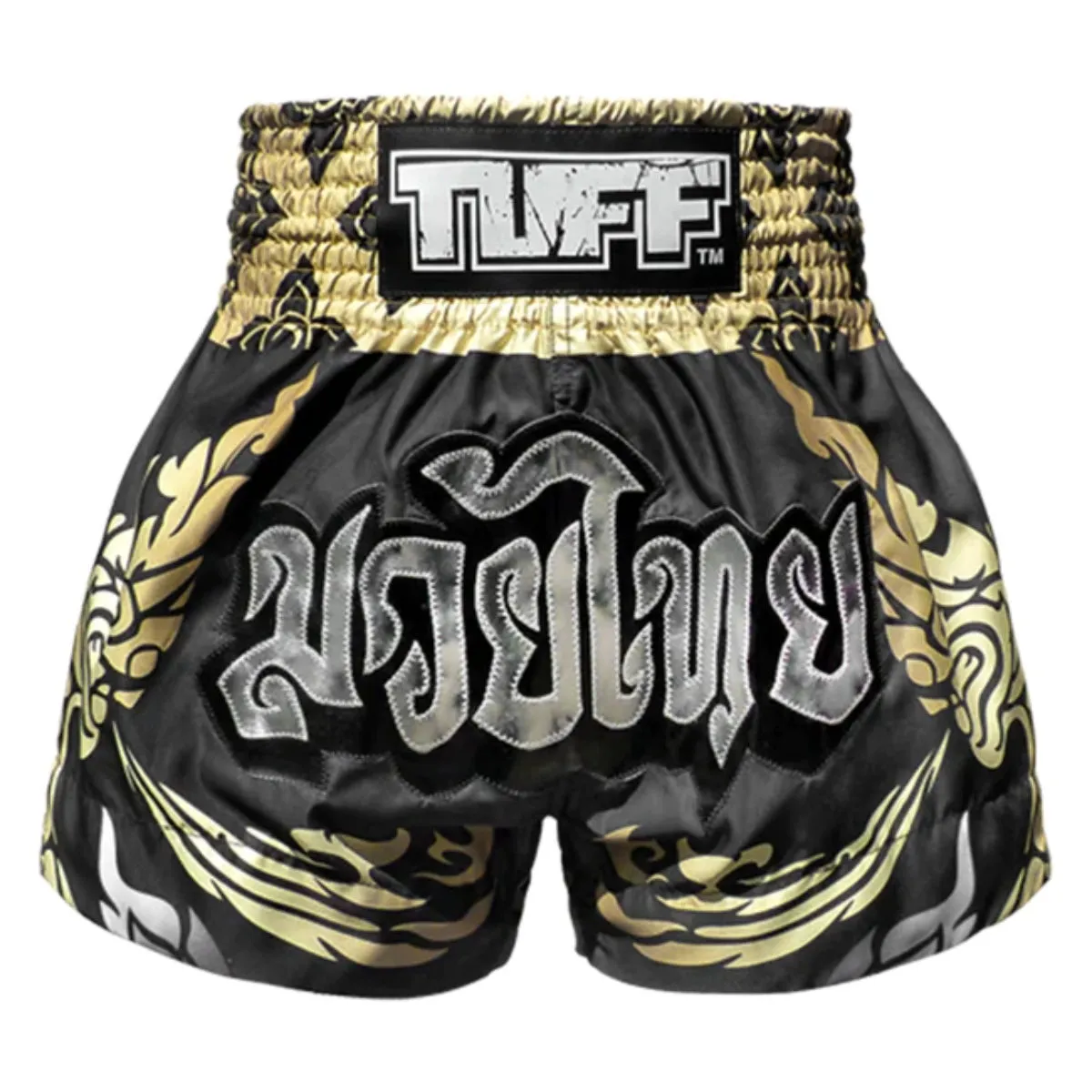 TUFF Sport MS631 Thai King Of Naga Muay Thai Shorts Black