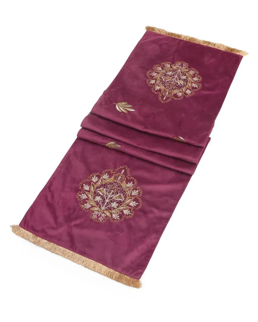 Violet Embellished Velvet Table Runner | 70 x 15 inches