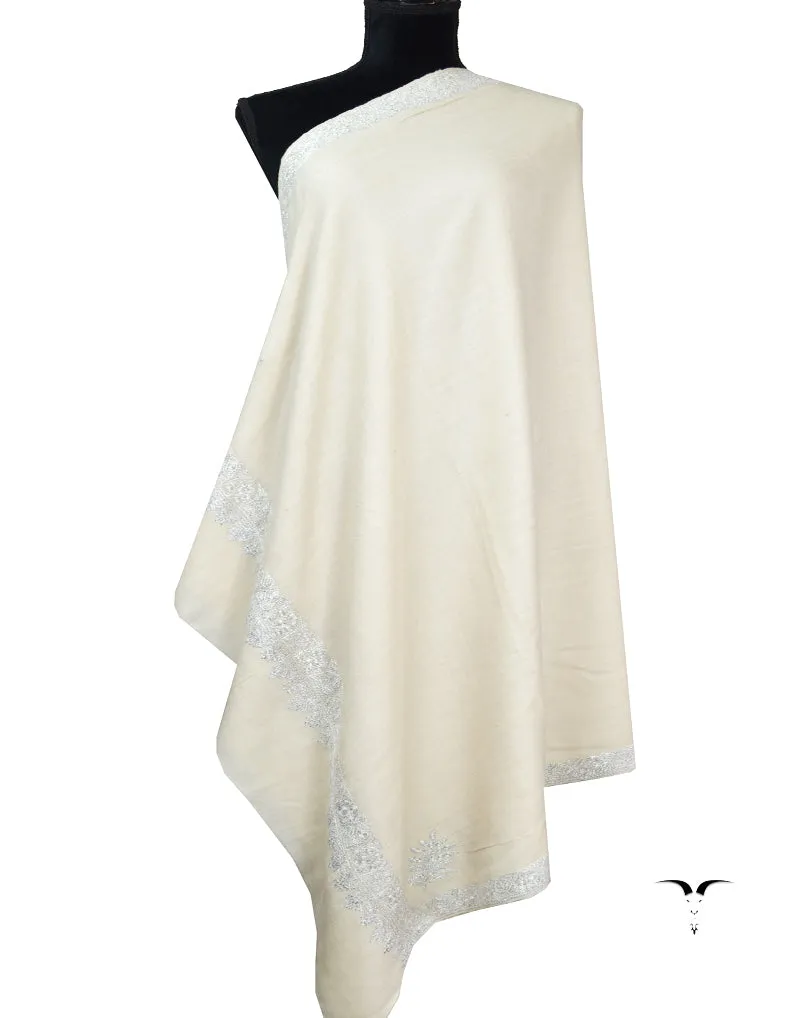 white tilla embroidery pashmina shawl 8583