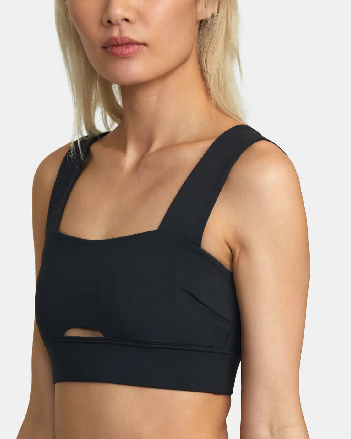 Wide Strap Sports Bra - Black