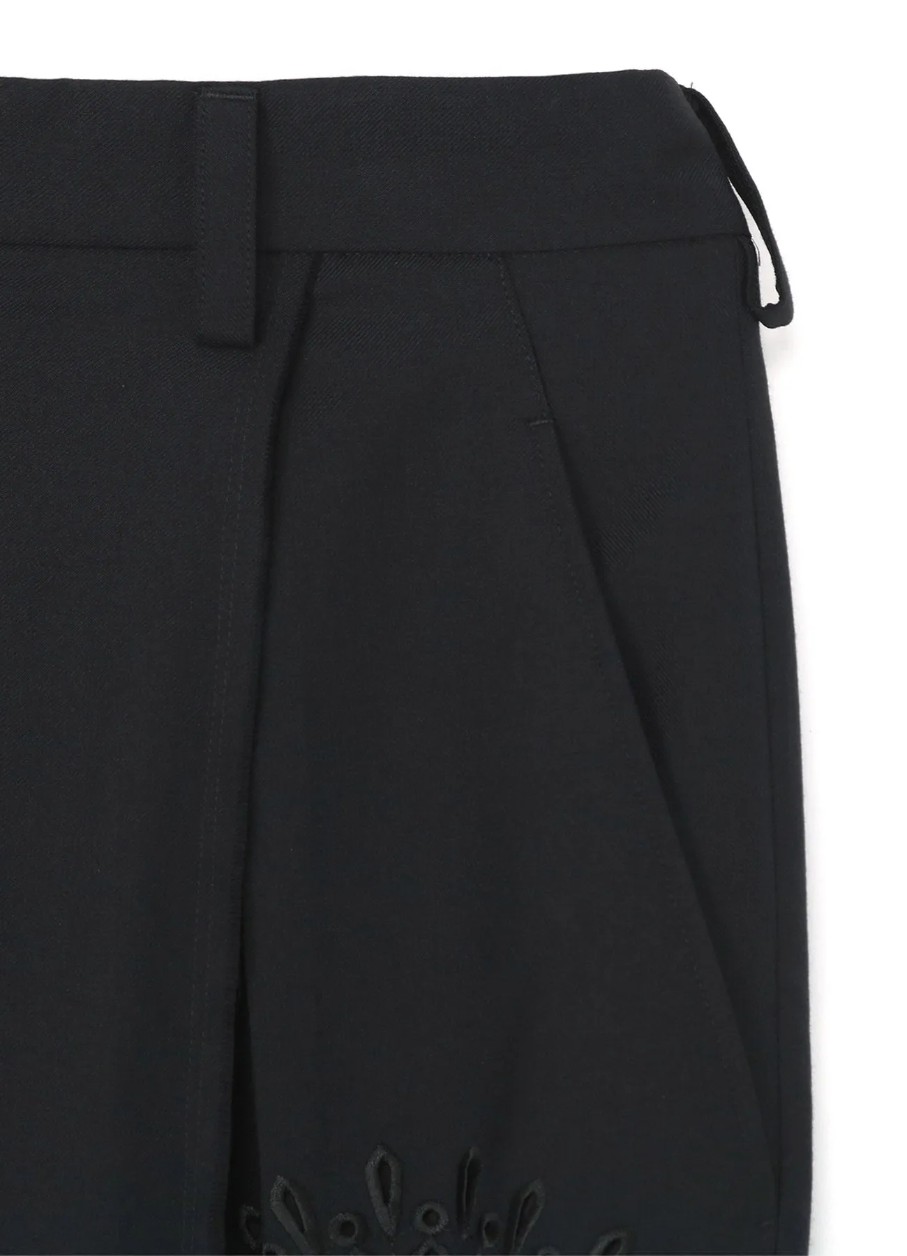 WOOL POLYESTER GABARDINE CROSS TUCK  PANTS